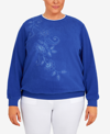 ALFRED DUNNER PLUS SIZE CLASSICS ASYMMETRIC FLORAL PULLOVER SWEATER