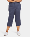 Nydj Plus Size Stretch Linen Utility Pants In Oxford Navy