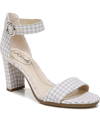 Lifestride Averly Ankle Strap Sandal In Natural Gingham Fabric
