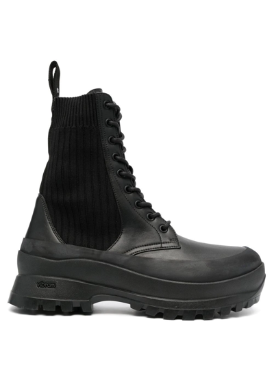 Stella Mccartney Trace Lace-up Combat Boots In Black