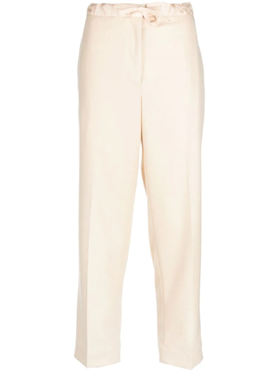Jil Sander Trouser 01 Drawstring Cropped Aw 18 - Non-muesling Wool Flannel In Neutrals