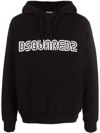 Dsquared2 Black Logo-print Cotton Hoodie In Nero