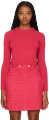 Valentino Pink Cropped Sweater In 7dk Dark Magenta
