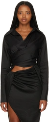 Gauge81 Sabinas Silk High-low Wrap Top In Black