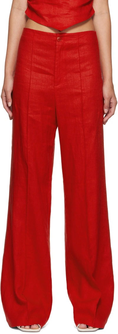 Reformation Red Silvie Trousers In Rot