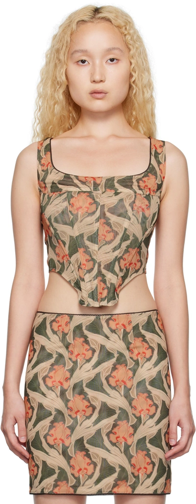 Miaou Green Campbell Tank Top In Art Nouveau