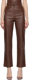 Miaou Brown Junior Faux-leather Pants In Brown Vegan Leather