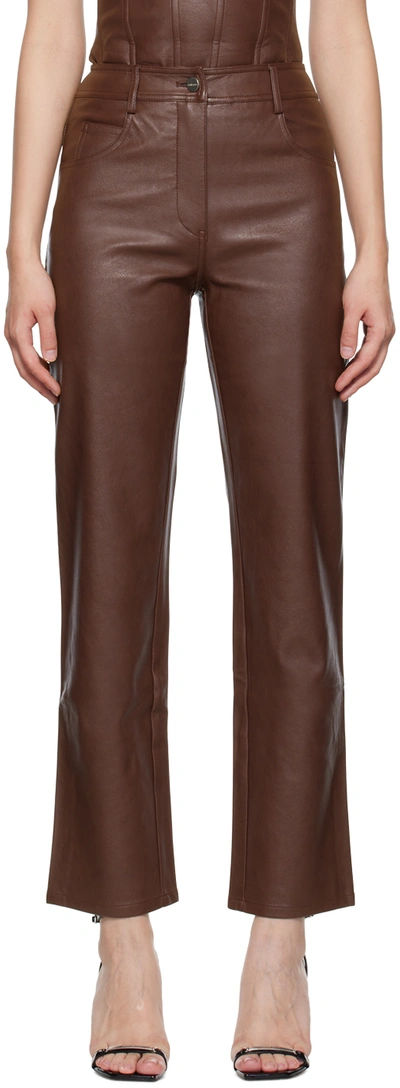 Miaou Brown Junior Faux-leather Pants In Brown Vegan Leather