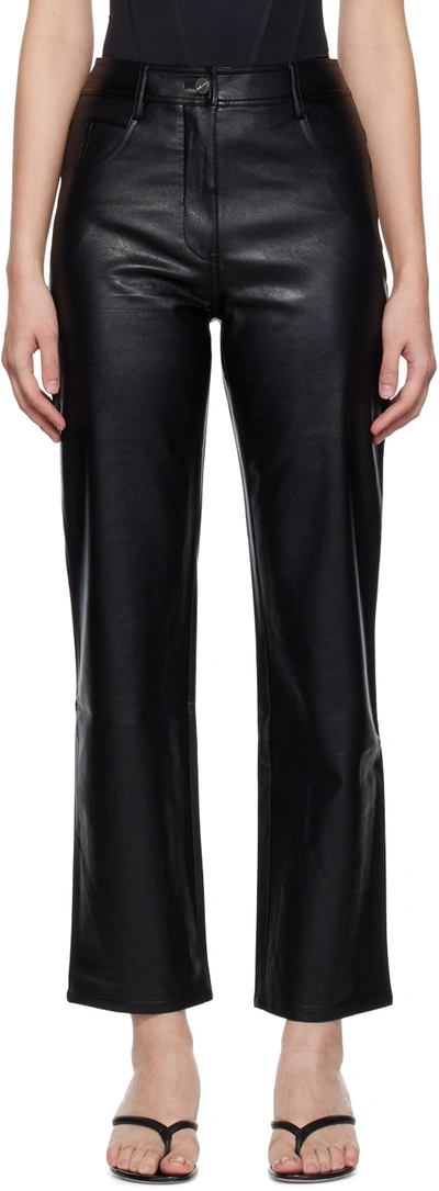 Miaou Black Junior Faux-leather Pants In Black Vegan Leather