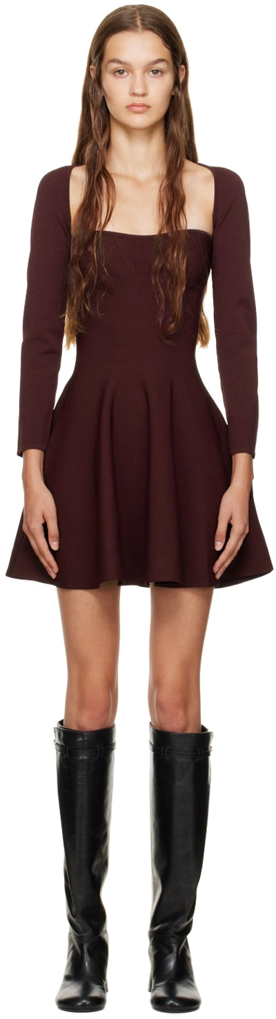 Khaite Dylan Square-neck Ponte Di Roma Jersey Mini Dress In Brown