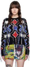 CHARLES JEFFREY LOVERBOY BLACK GUDDLE TASSLE SWEATER