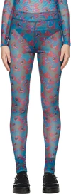 Henrik Vibskov Blue Polka Dot Leggings In Dots Petrol And Bour