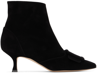 Manolo Blahnik Black Baylow Boots In 15 Blck