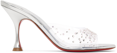 Christian Louboutin Silver Degramule Strass 85 Heeled Sandals In Cn1h Version Silver