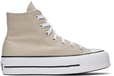 Converse Beige Chuck Taylor All Star Lift Platform Trainers In Papyrus/black/white