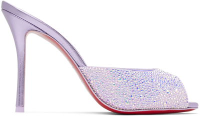 Christian Louboutin Me Dolly 100 Strass Metallic Leather Mules In Lilac