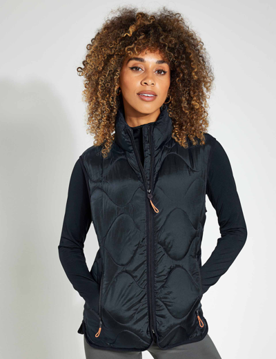 Goodmove Quilted Zip Up Funnel Neck Puffer Gilet In Black