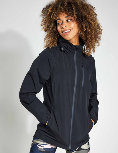 Goodmove Waterproof Zip Up Hooded Jacket In Black
