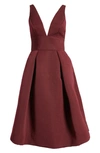 Amsale Faille Fit & Flare Wedding Dress In Ruby