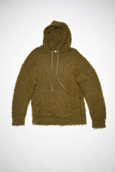 Acne Studios Fluffy Wool-blend Hoodie In Khaki Green ModeSens
