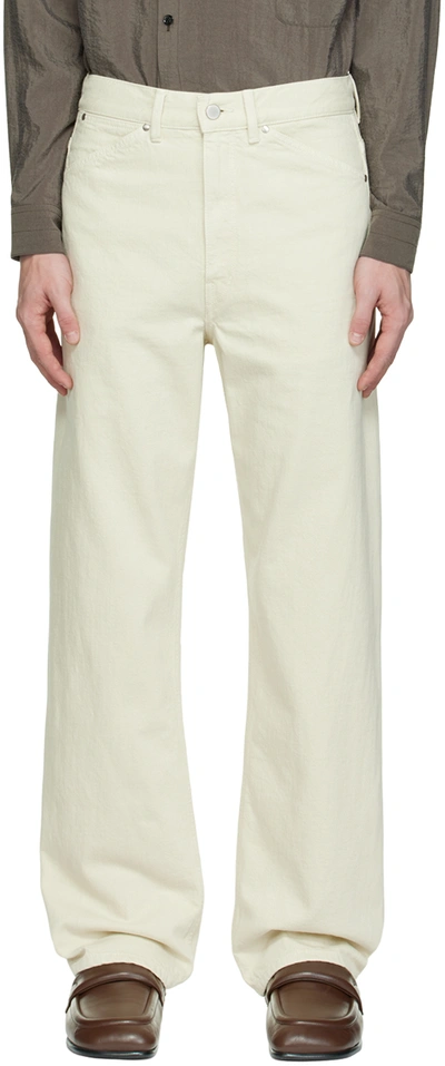 Lemaire White Seamless Straight Leg Jeans In Neutrals
