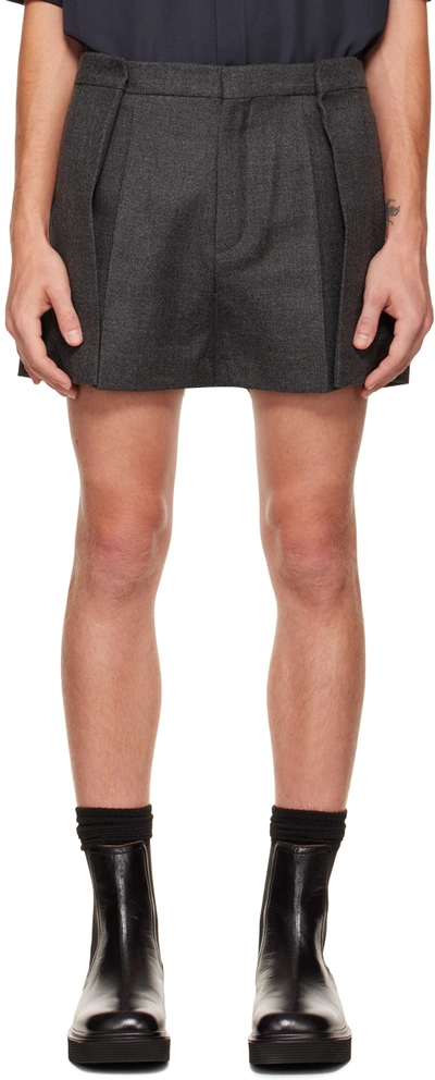 T/sehne Ssense Exclusive Gray Deep Pleat Shorts In Grey