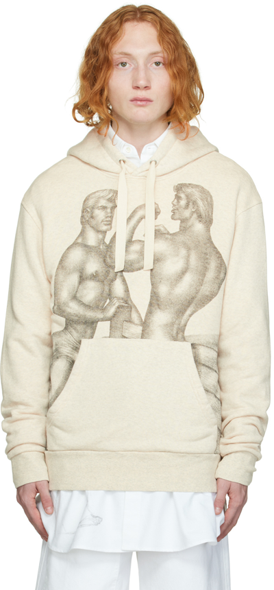 Jw Anderson X Tom Of Finland Artwork Classic-fit Hoodie Sweatshirt In Oat