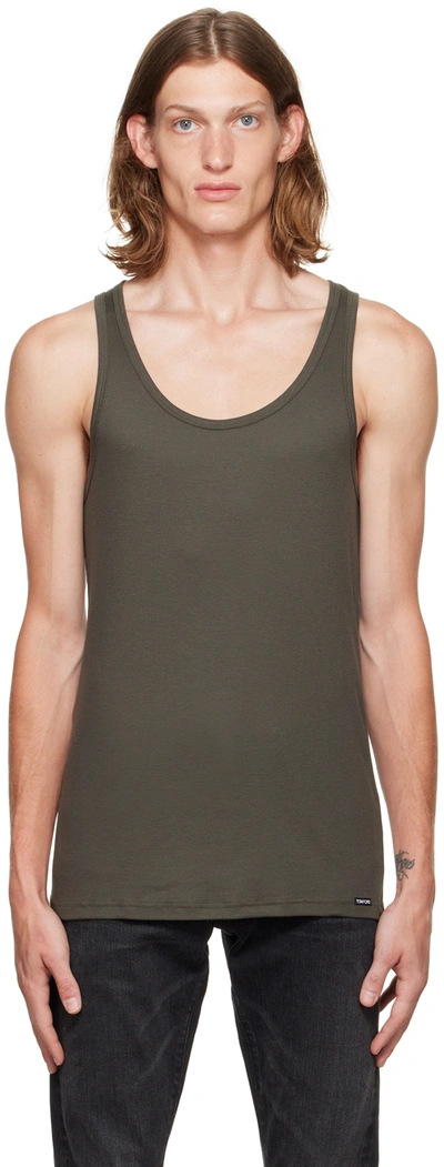 Tom Ford Ribbed Cotton And Modal-blend Tank Top In Green