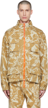 Aries Cotton Crinkle Camo Removable Hood Cargo Jacket In Pebble