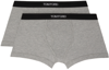 Tom Ford Mens Grey Branded-waistband Fitted Pack Of Two Stretch-cotton Briefs L