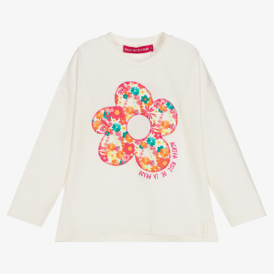 Agatha Ruiz De La Prada Babies'  Girls Ivory Cotton Flower Top