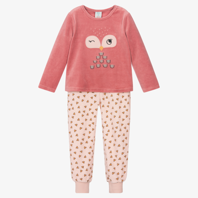 Boboli Kids' Girls Pink Owl Velour Pyjamas