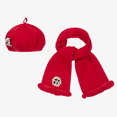 Tutto Piccolo Kids' Girls Red Hat & Scarf Set