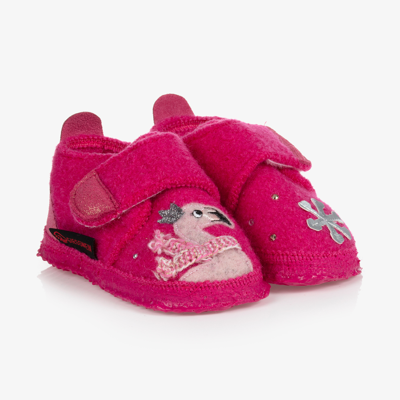 Giesswein Kids' Girls Pink Wool Velcro Slippers