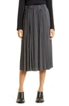 Samsã¸e Samsã¸e Uma Pleated Midi Skirt In Gray Pinstripe