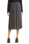 Samsoe & Samsoe Uma Pleated Midi Skirt In Gray Pinstripe