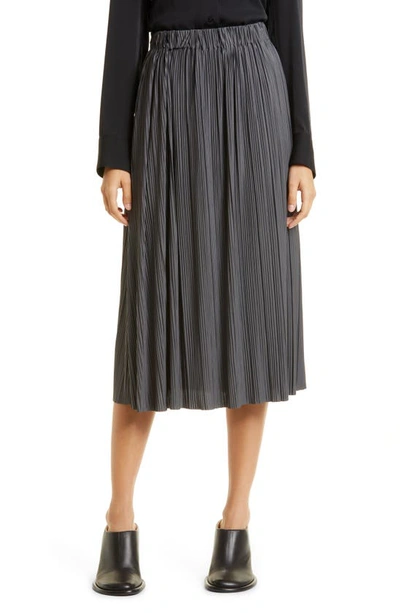 Samsoe & Samsoe Uma Pleated Midi Skirt In Gray Pinstripe