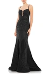 Mac Duggal Embellished Lace Mermaid Gown In Black