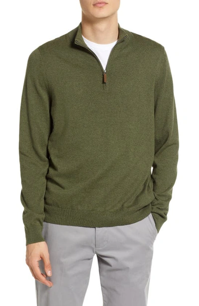 Nordstrom Half Zip Cotton & Cashmere Pullover Sweater In Olive Night