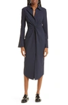 Cinq À Sept Mckenna Twist Midi Shirt Dress In Navy