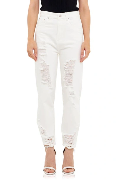Grey Lab Ripped Straight Leg Nonstretch Jeans In White