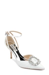 Badgley Mischka Women's Nisha Embellished High Heel Pumps In White Satin