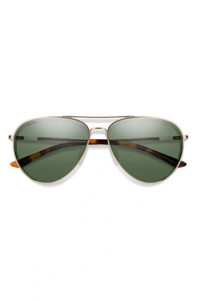 Smith Layback 60mm Chromapop™ Polarized Aviator Sunglasses In Gold / Grey Green