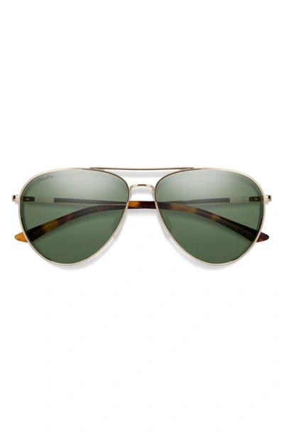 Smith Layback 60mm Chromapop™ Polarized Aviator Sunglasses In Gold / Gray Green