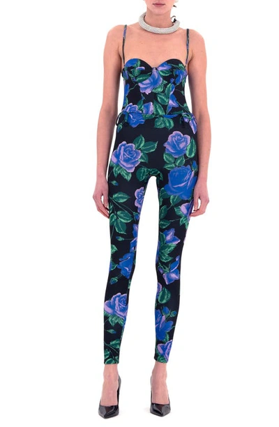 Richard Quinn Belted Corset Jumpsuit In Purple Rose