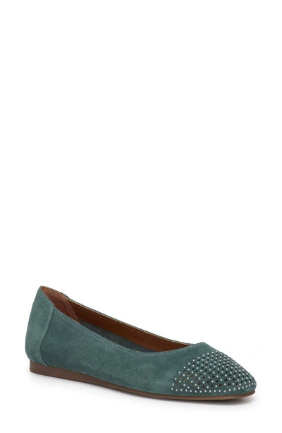 Lucky Brand Abbitha Studded Cap Toe Flat In Silver Pine