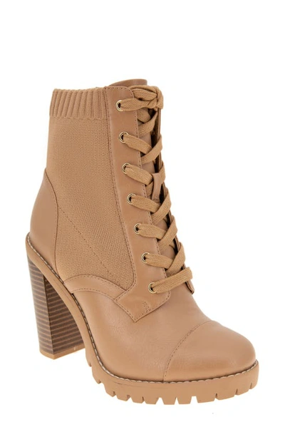 Bcbgeneration Pilas Lace-up Bootie In Tan