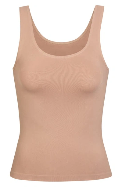Skims Smoothing Scoop-neck Stretch-woven Tank Top In Sienna