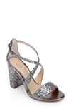 Jewel Badgley Mischka Cook Block Heel Glitter Sandal In Smoke