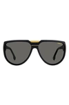 Carrera Eyewear 62mm Oversize Round Sunglasses In Matte Black / Grey